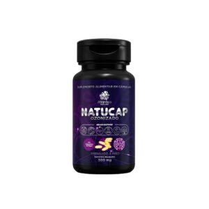 Frasco de Natucap óleo de girassol ozonizado 50 ml para apoio tópico em micoses, unhas e higiene oral, com uso responsável orientado pelo médico